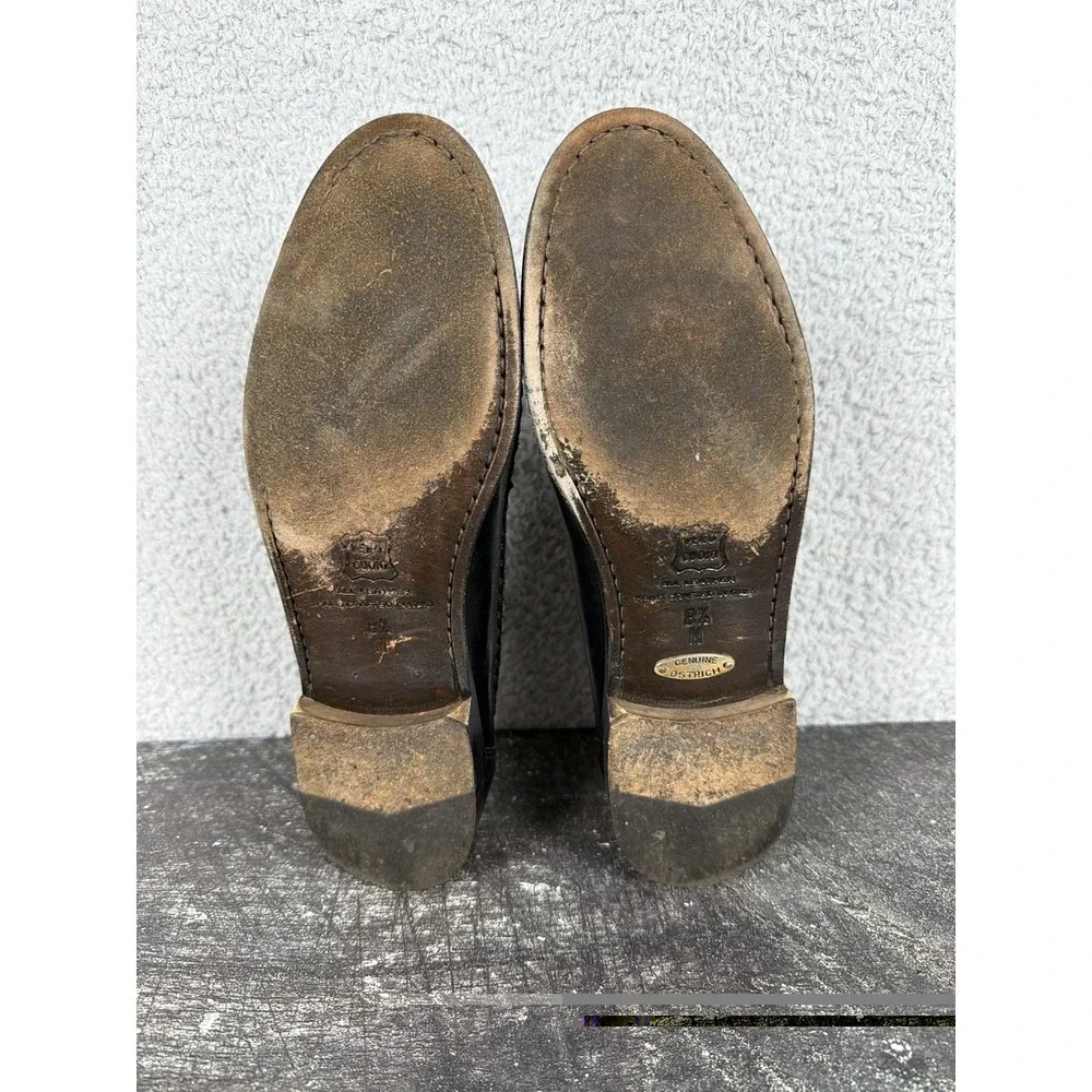 Vtg Zelli Genuine Ostrich Leg Tassel Loafers Black Exotic Leather Italy Size 8.5